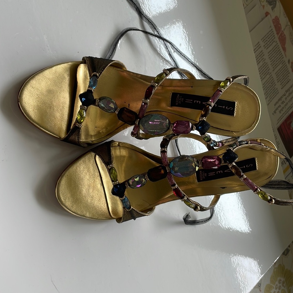 Jeweled high heel sandals